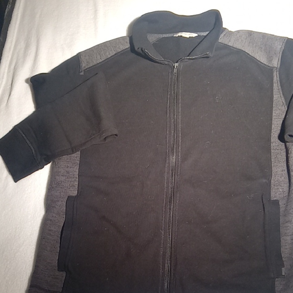 Calvin Klein Jeans Black and Gray Zip-Up Sweater